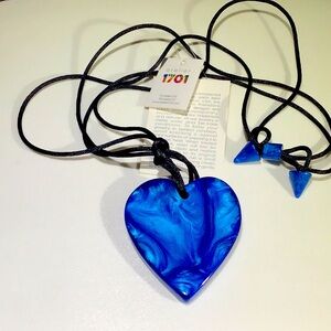 Brazilian Blue Resin Heart Pendant Necklace